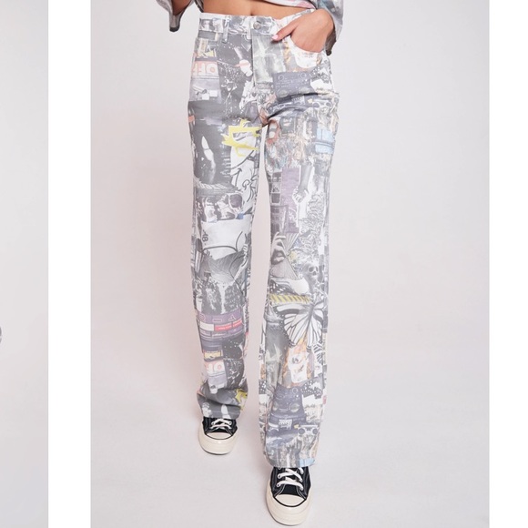 jaded london Denim - Jaded London Print Denim
